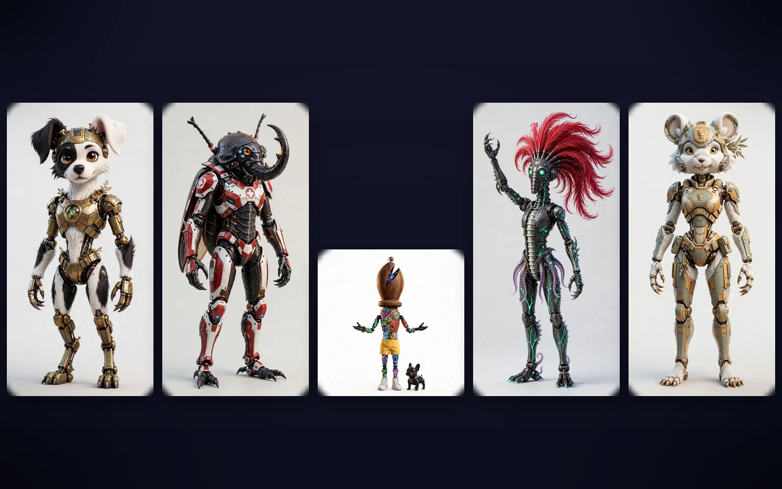 Joe and companions Miyu, Titan Beetle, Vent Tubeworm, Cloudchilla gathered in the dark between worlds
